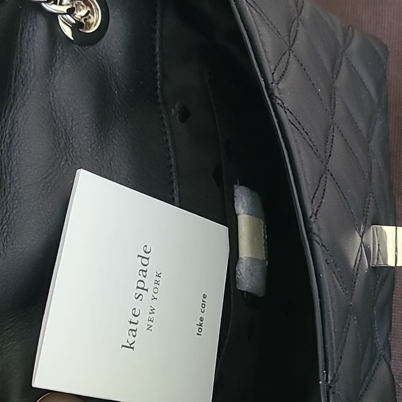 Kate Spade Black Quilted Shoulder Bag with Gold Chain - Picture 7 of 8